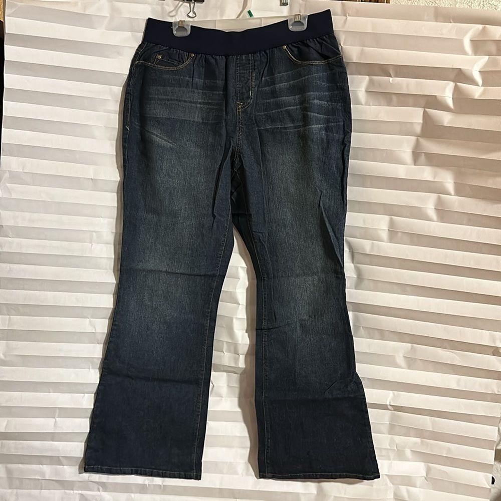 Metro Blues Women’s Knit Top & Elastic Waist Blue Jeans Set Size XL Casual